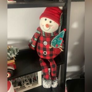 Buffalo Plaid Red Black Snowman Shelf Sitter Plush